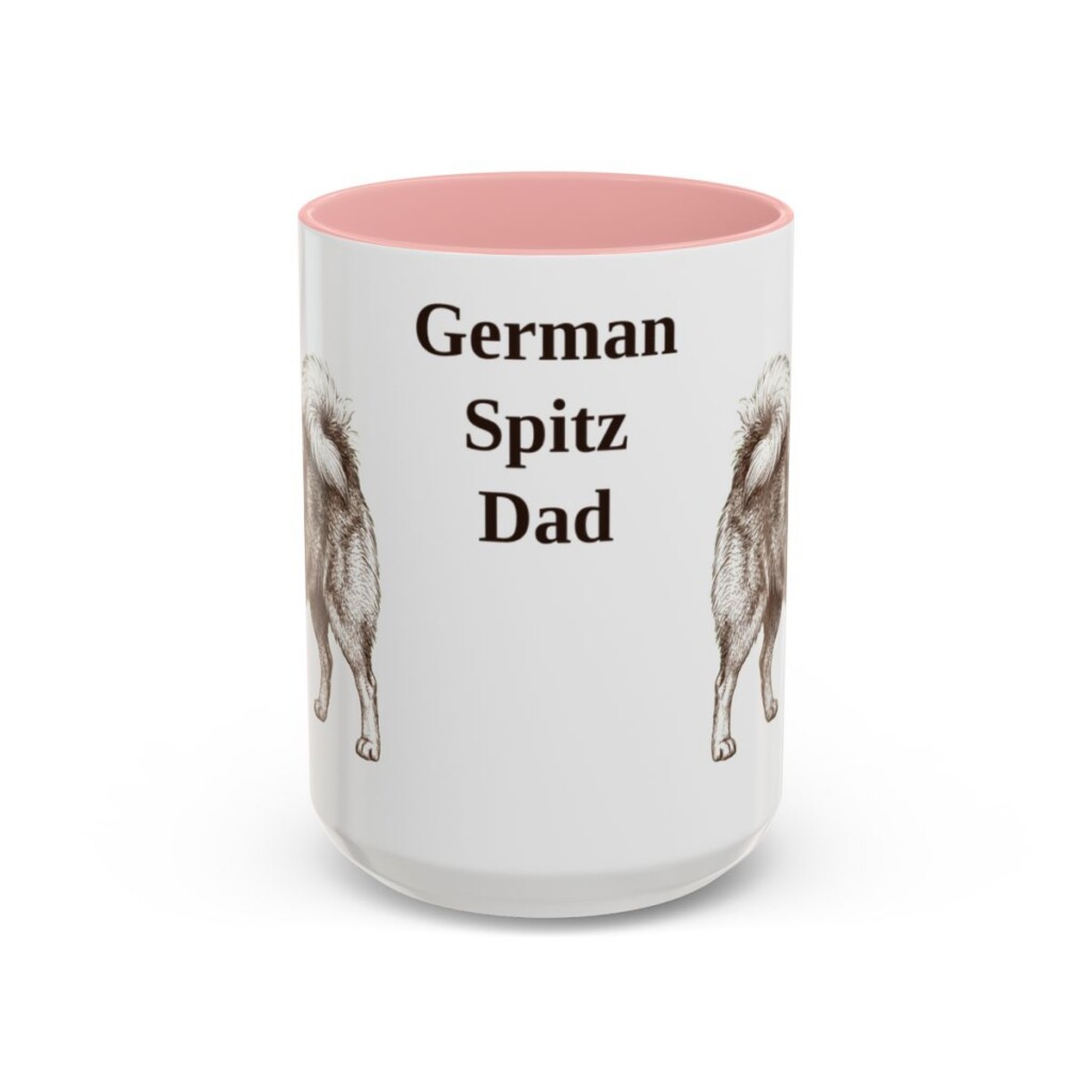 15oz German Spitz Dog Dad Mug, Pink, front view