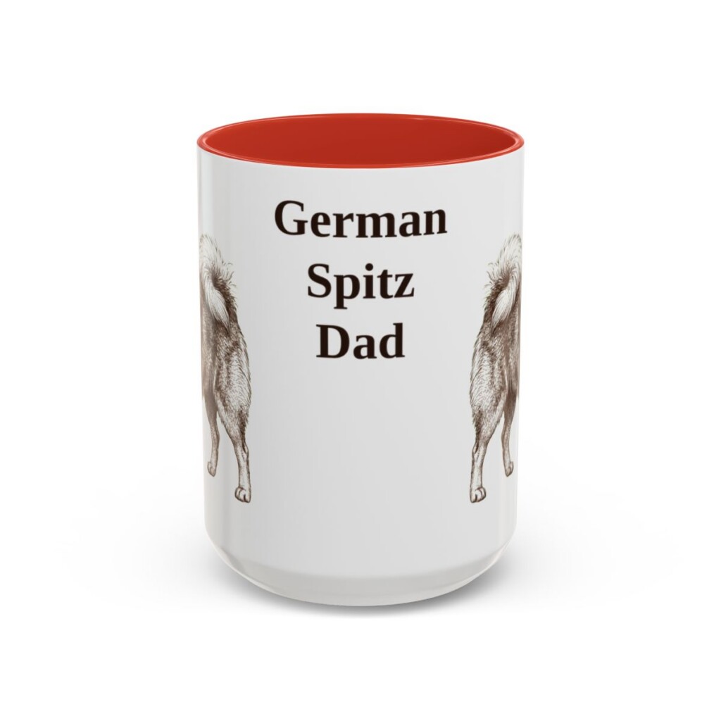 15oz German Spitz Dog Dad Mug, Red, front view