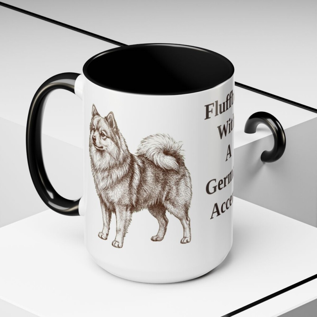 15oz Funny German Spitz Mug, Black, lifestyle photo