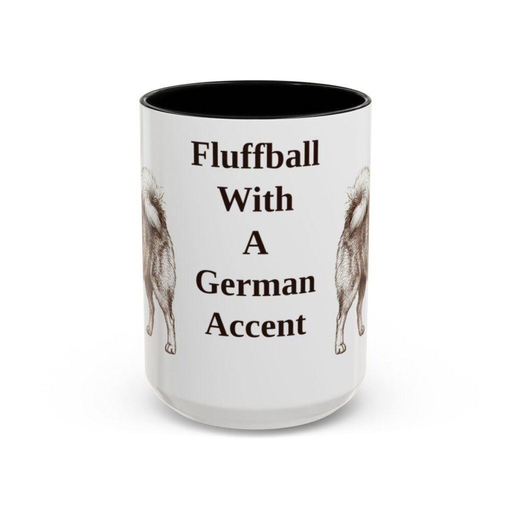 15oz Funny German Spitz Mug, Black, front view
