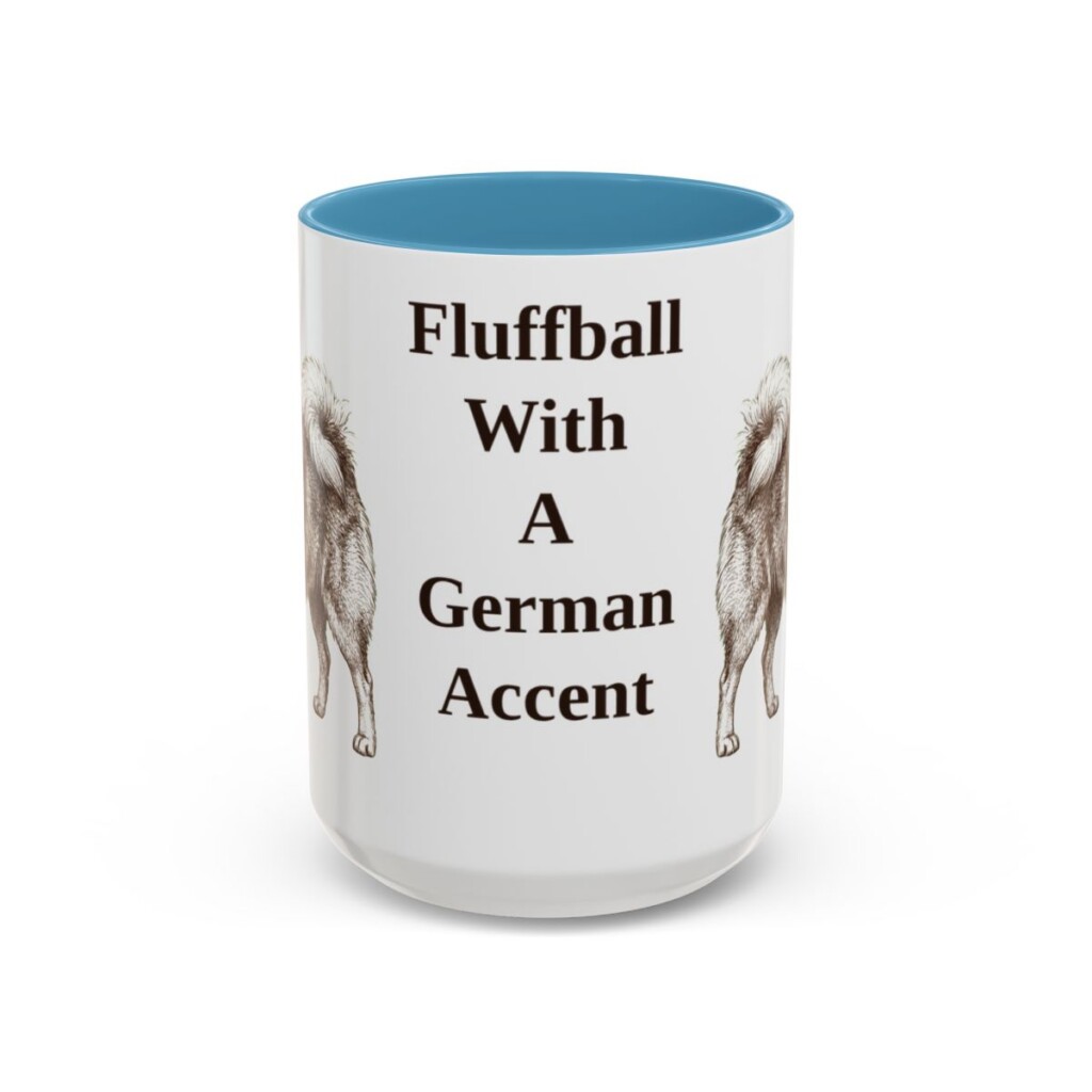 15oz Funny German Spitz Mug, Light Blue, front view