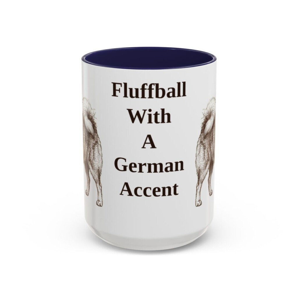 15oz Funny German Spitz Mug, Navy, front view