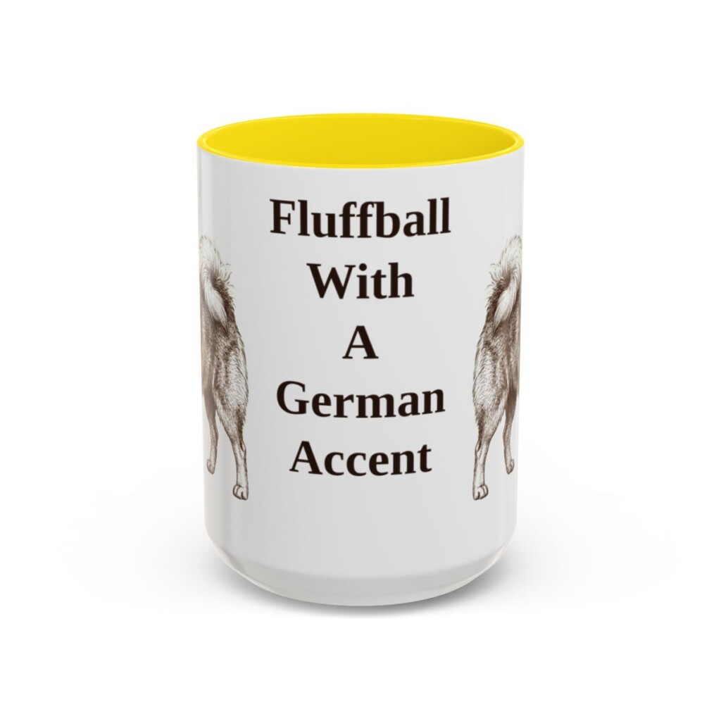 15oz Funny German Spitz Mug, Yellow, front view
