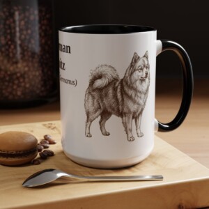 15oz German Spitz Latin Mug, Black, lifestyle photo