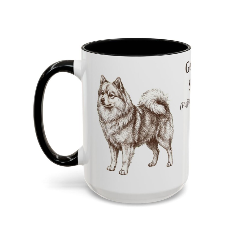 15oz German Spitz Latin Mug, Black, left side view