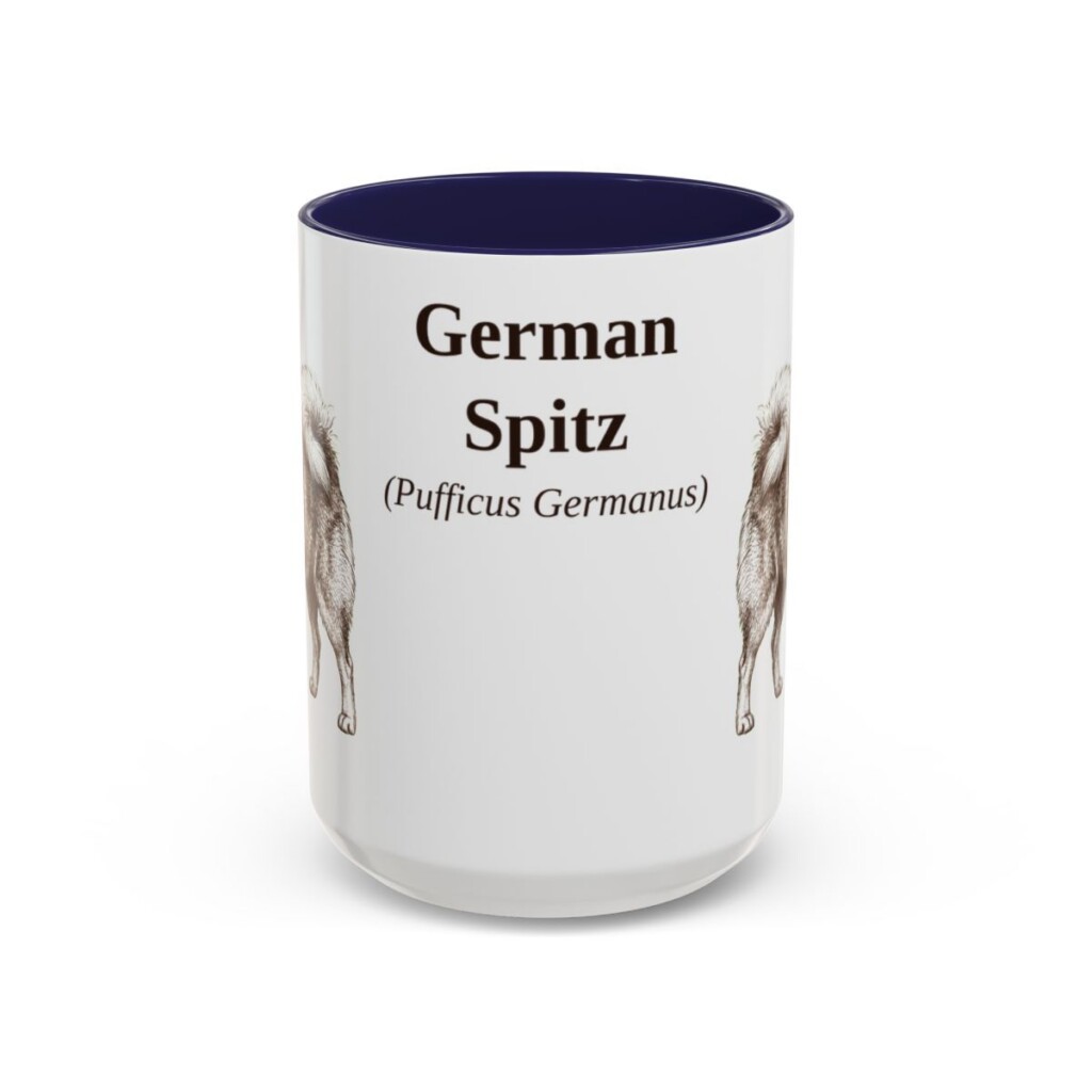 15oz German Spitz Latin Mug, Navy, front view