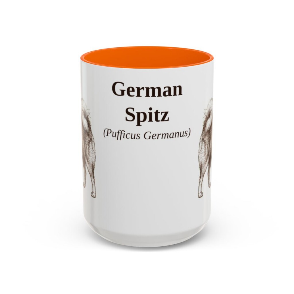 15oz German Spitz Latin Mug, Orange, front view
