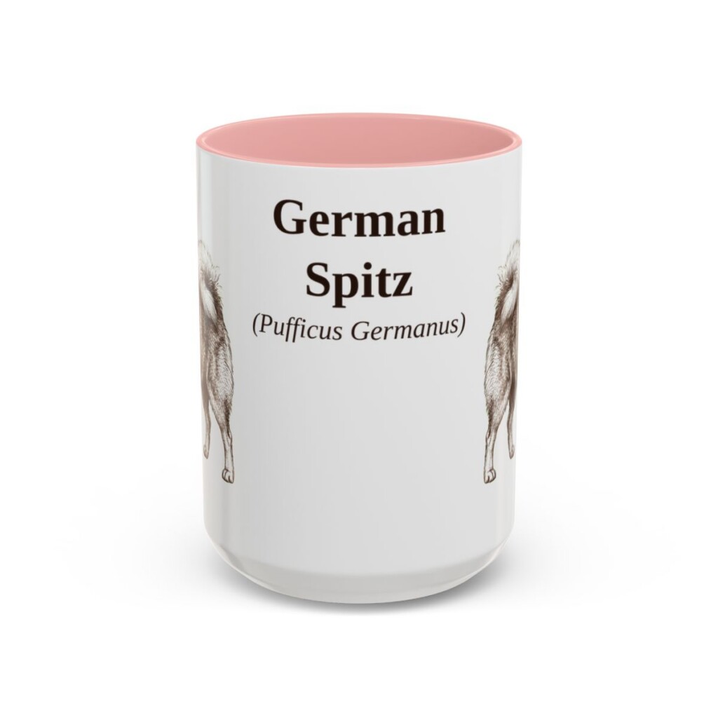 15oz German Spitz Latin Mug, Pink, front view