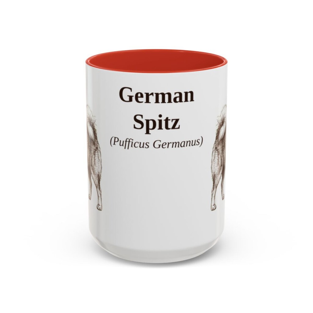 15oz German Spitz Latin Mug, Red, front view