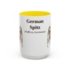 15oz German Spitz Latin Mug, Yellow, front view