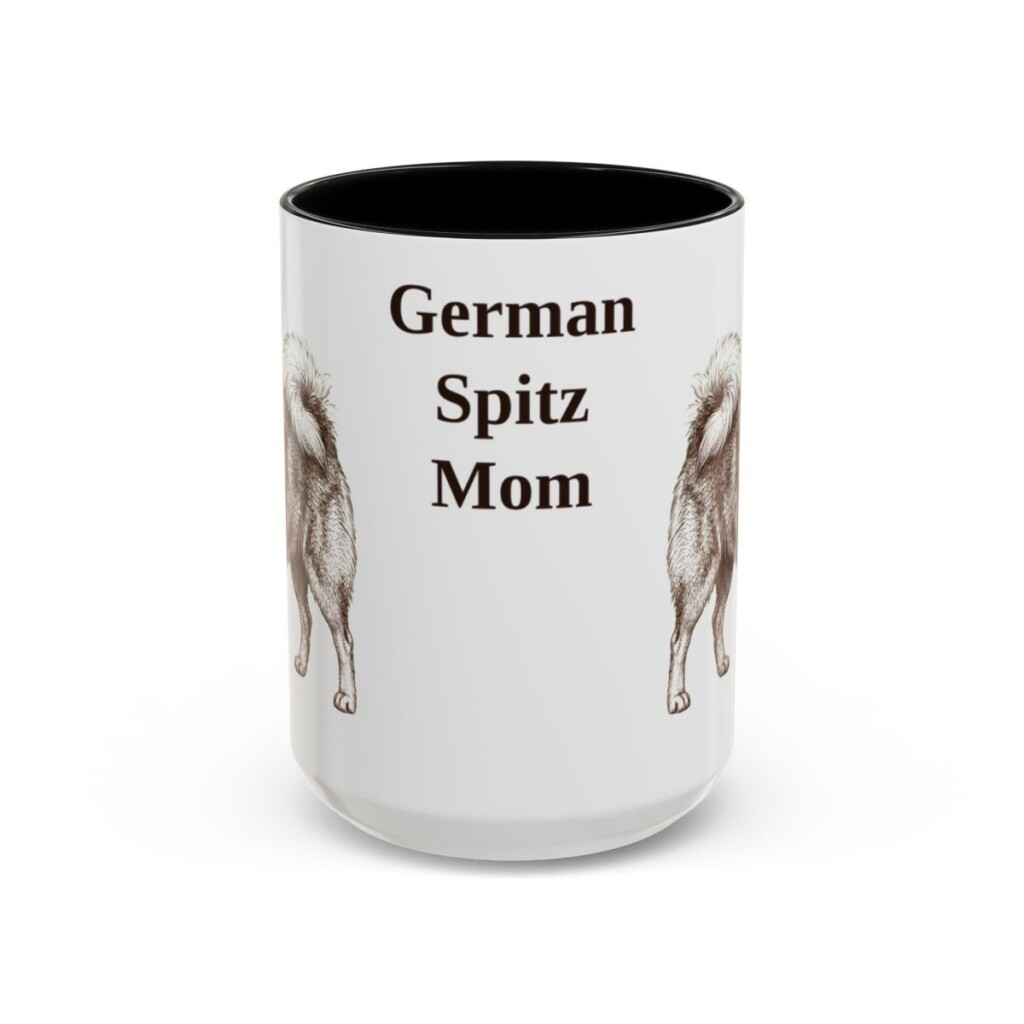 15oz German Spitz Dog Mom Mug, Black, front view