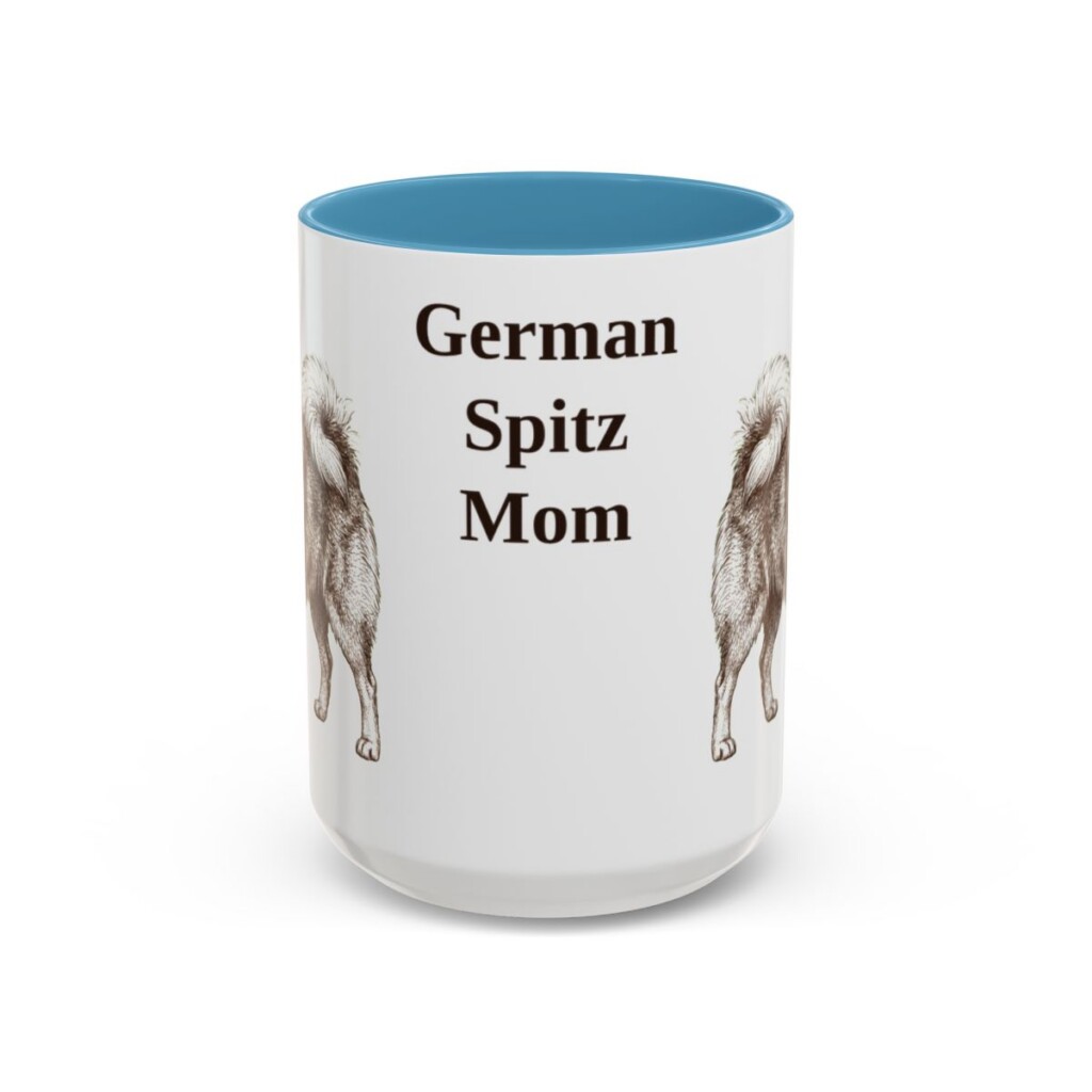 15oz German Spitz Dog Mom Mug, Light Blue, front view