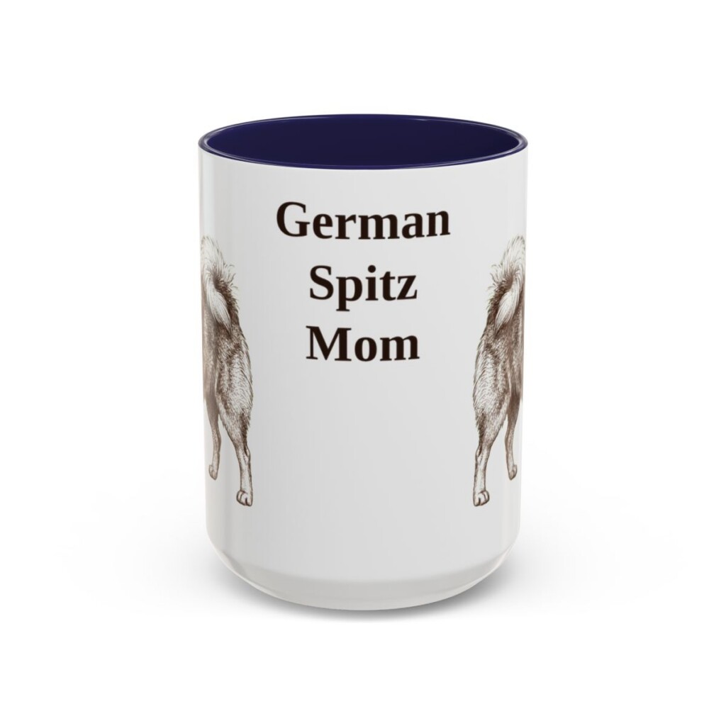 15oz German Spitz Dog Mom Mug, Navy, front view