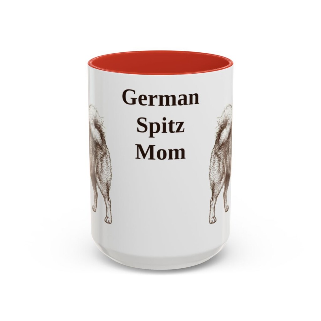15oz German Spitz Dog Mom Mug, Red, front view