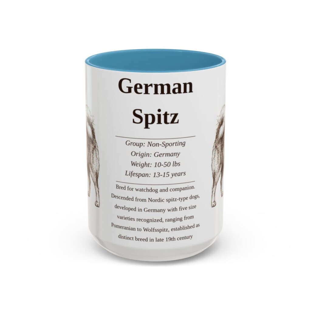 15oz German Spitz Mug, Light Blue, front view