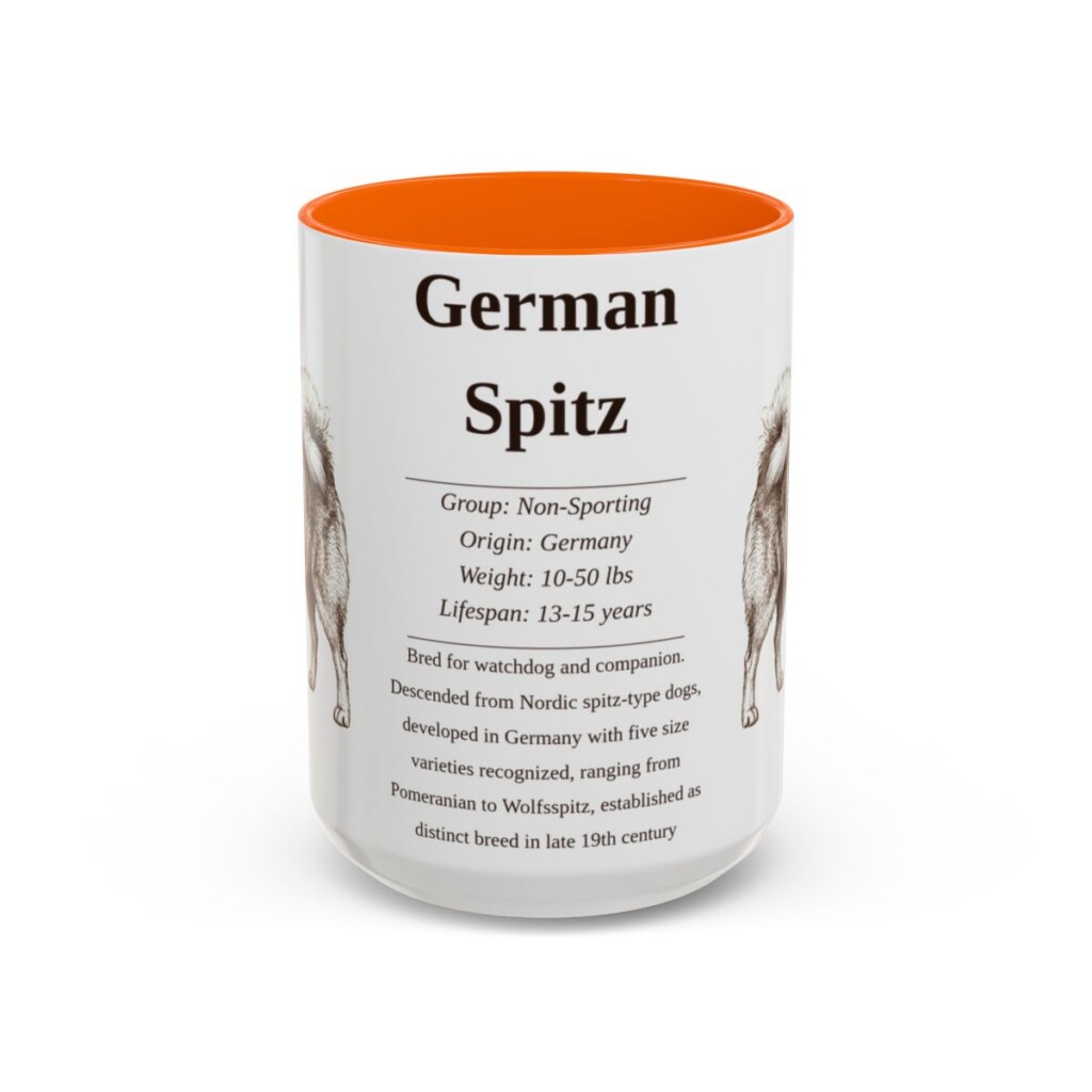 15oz German Spitz Mug, Orange, front view