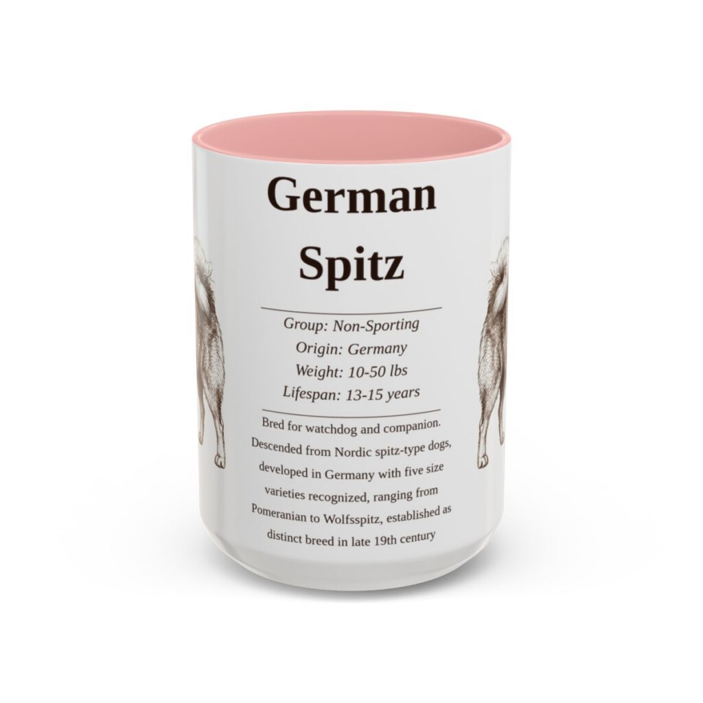 15oz German Spitz Mug, Pink, front view