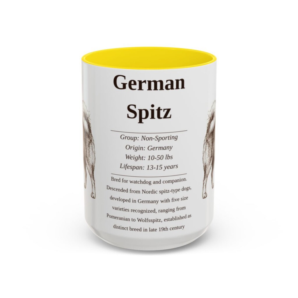 15oz German Spitz Mug, Yellow, front view