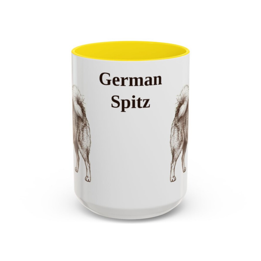 15oz German Spitz Mug, Yellow, front view