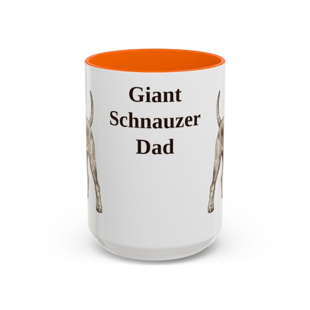 15oz-giant-schnauzer-mug-dad-orange 15oz Giant Schnauzer Dog Dad Mug, Orange, front view