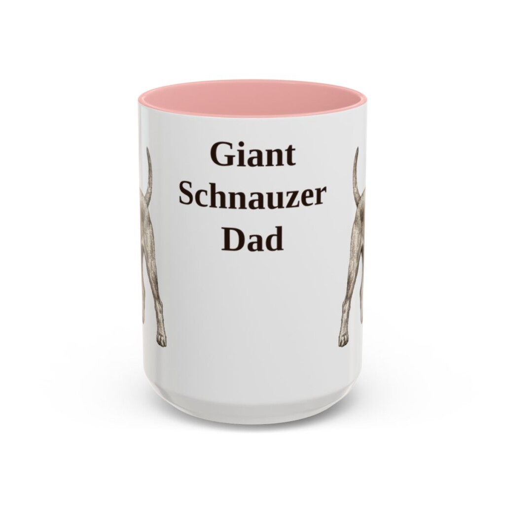 15oz-giant-schnauzer-mug-dad-pink 15oz Giant Schnauzer Dog Dad Mug, Pink, front view