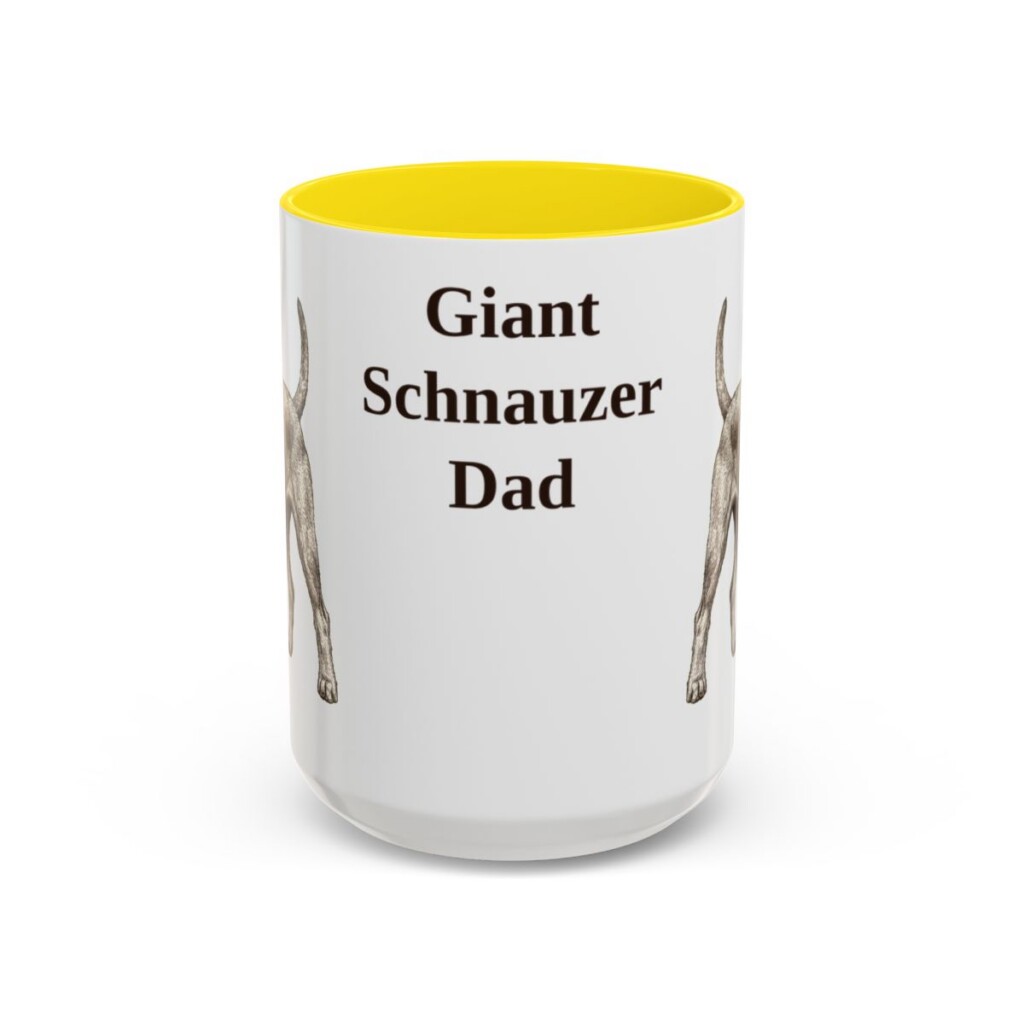 15oz-giant-schnauzer-mug-dad-yellow 15oz Giant Schnauzer Dog Dad Mug, Yellow, front view