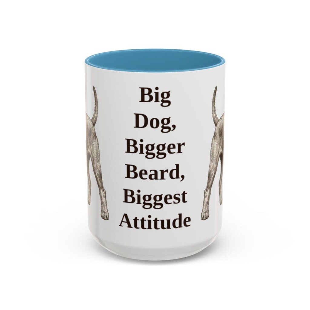 15oz Funny Giant Schnauzer Mug, Light Blue, front view