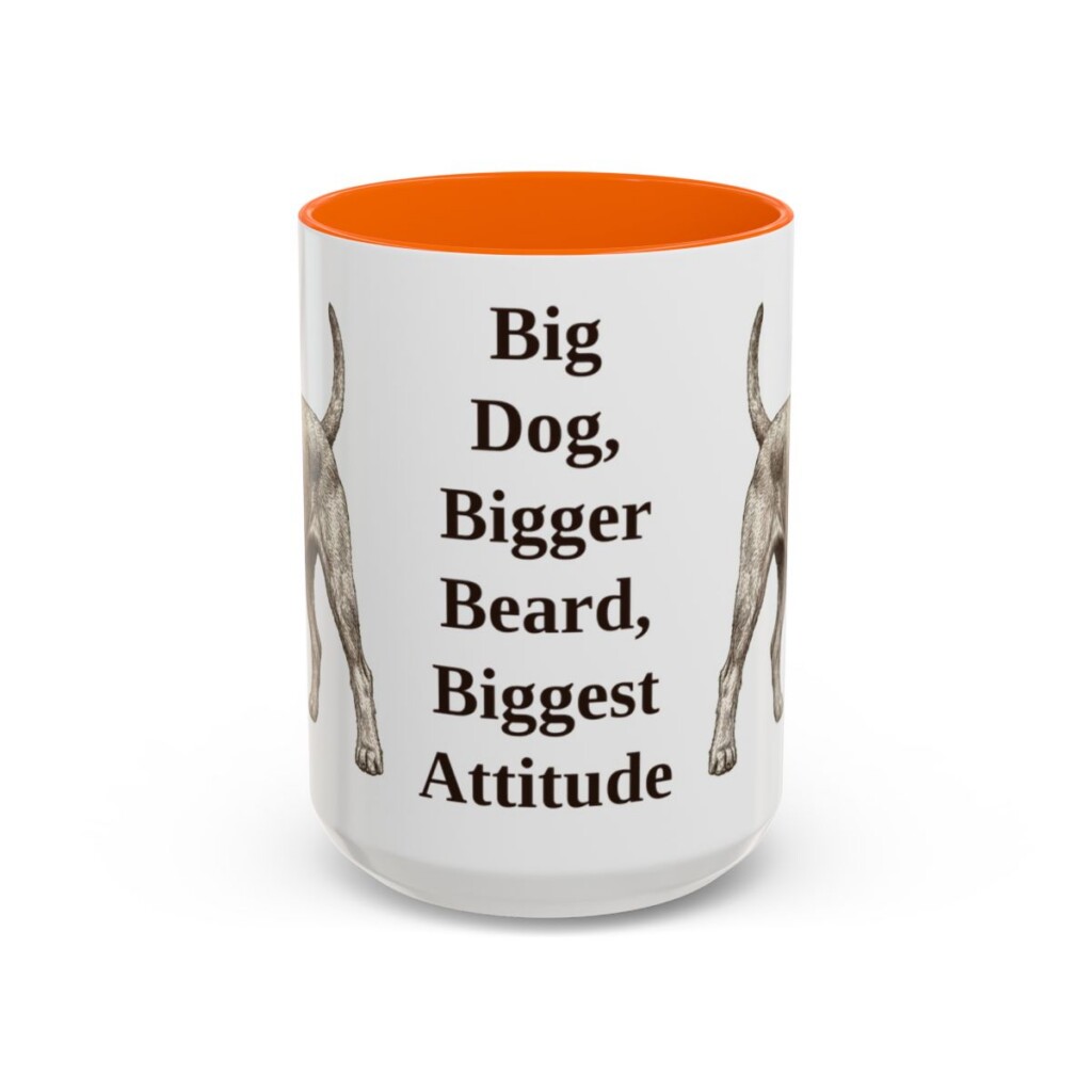 15oz Funny Giant Schnauzer Mug, Orange, front view