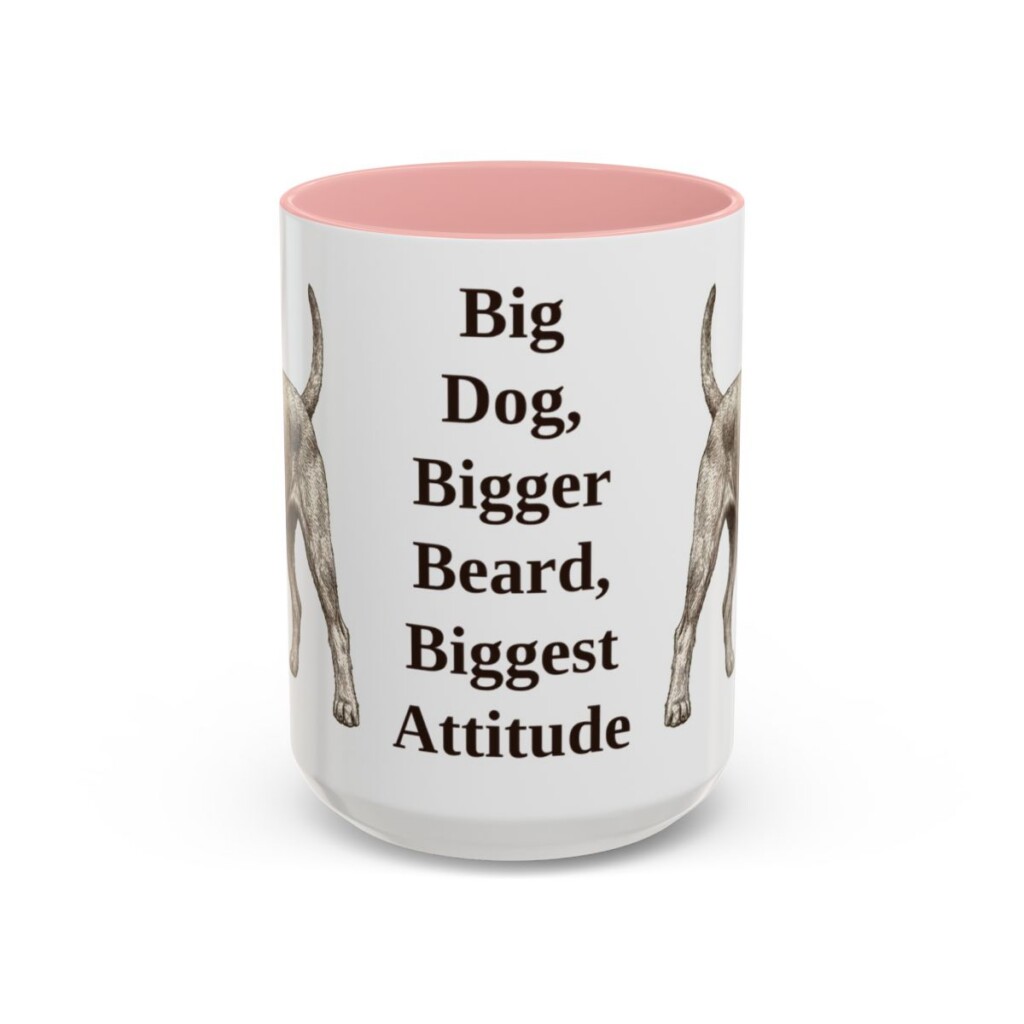 15oz Funny Giant Schnauzer Mug, Pink, front view