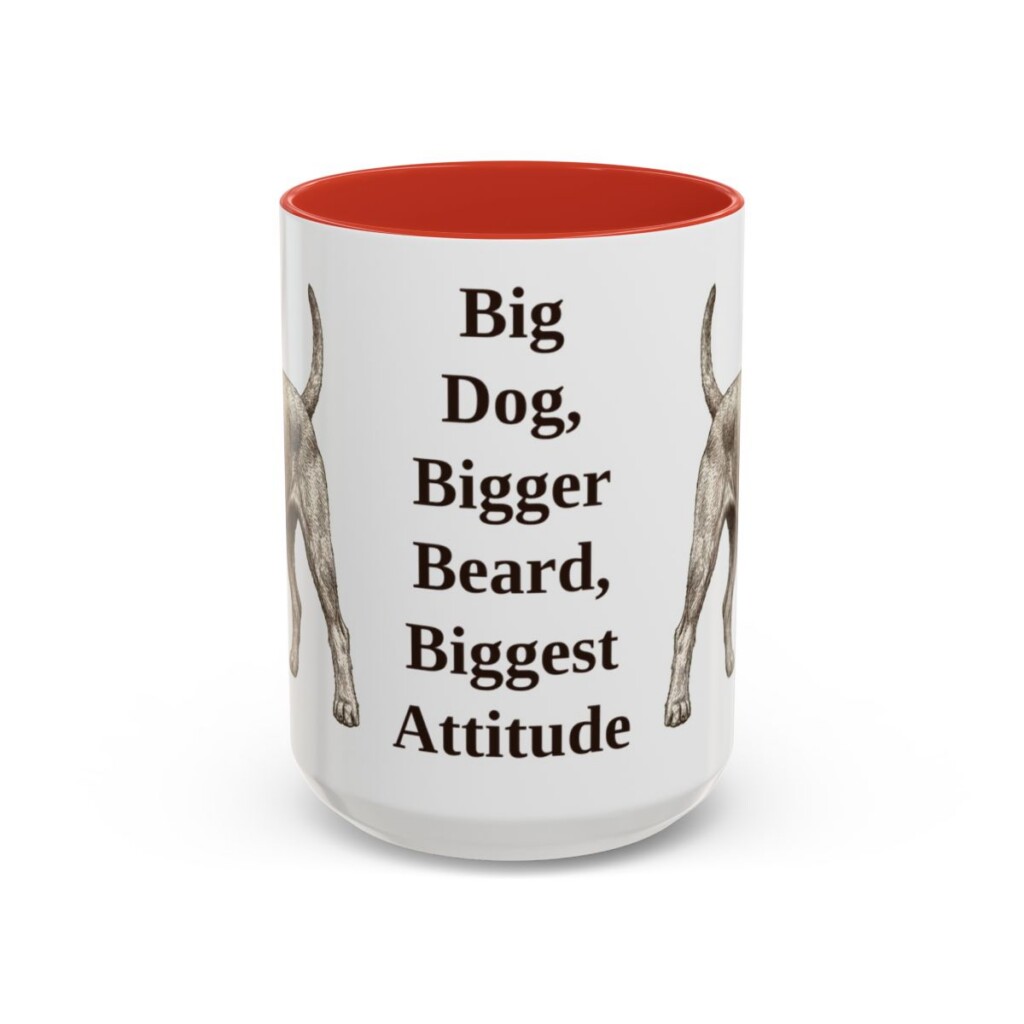 15oz Funny Giant Schnauzer Mug, Red, front view