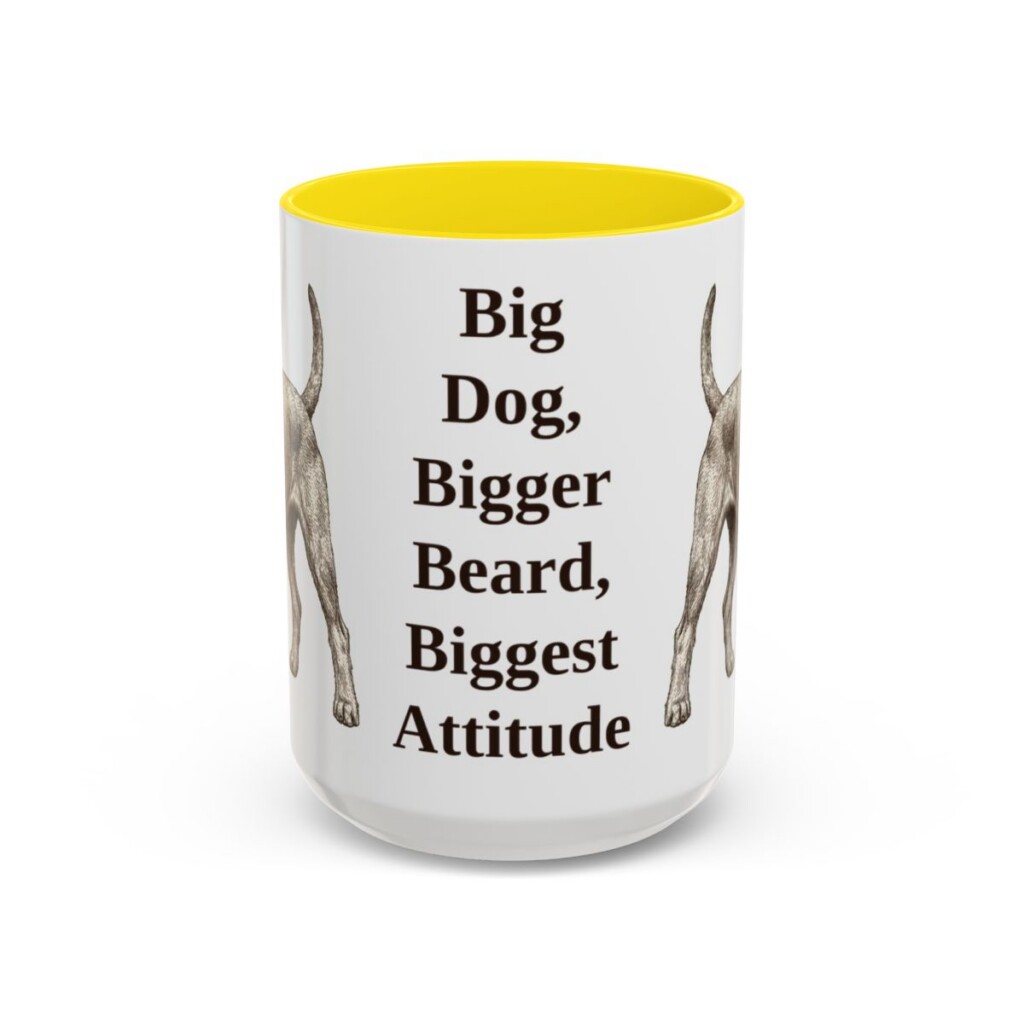 15oz Funny Giant Schnauzer Mug, Yellow, front view