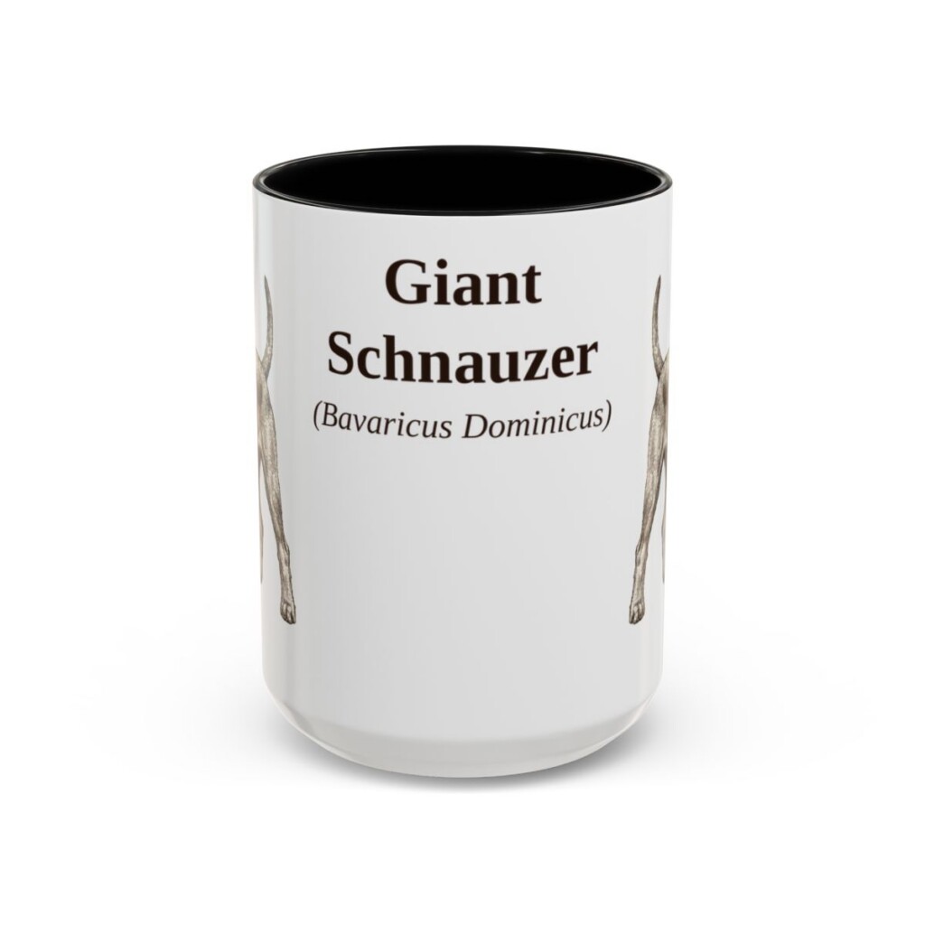15oz Giant Schnauzer Latin Mug, Black, front view