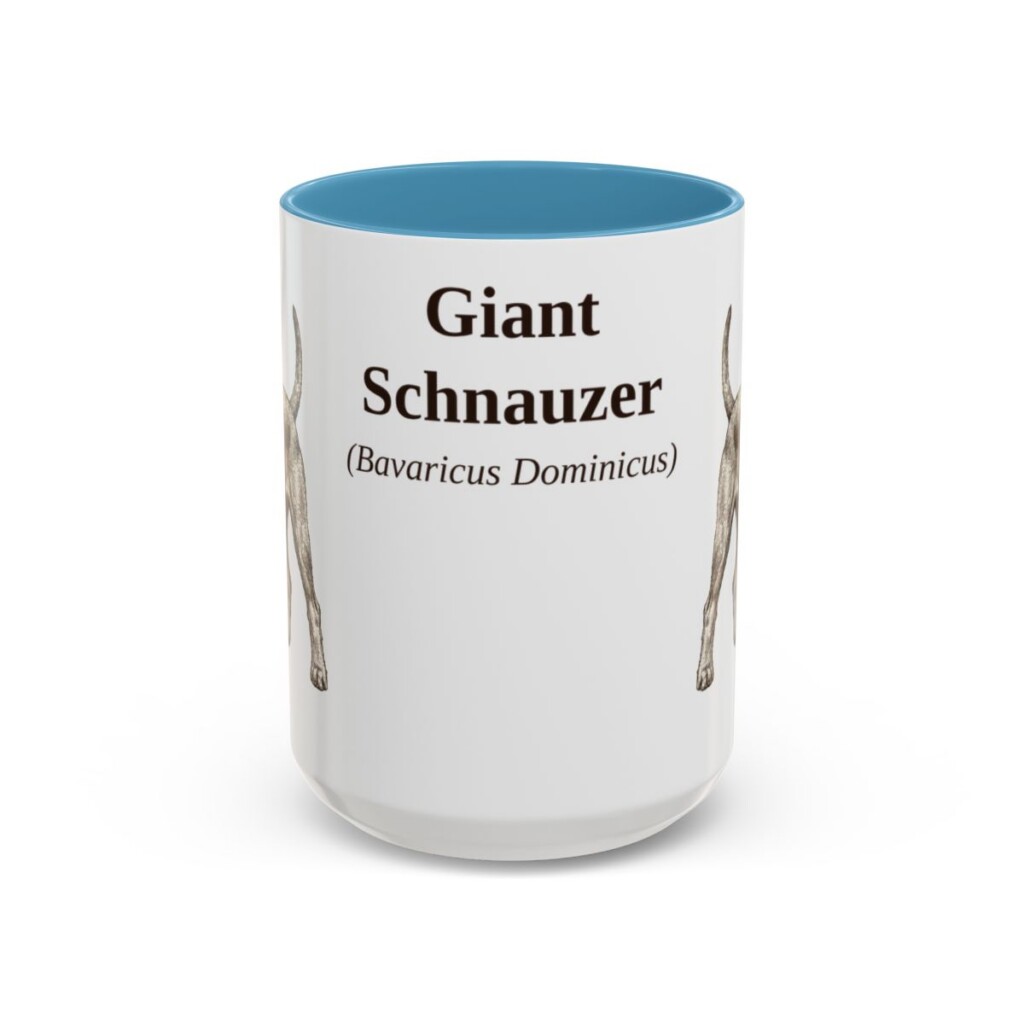 15oz Giant Schnauzer Latin Mug, Light Blue, front view