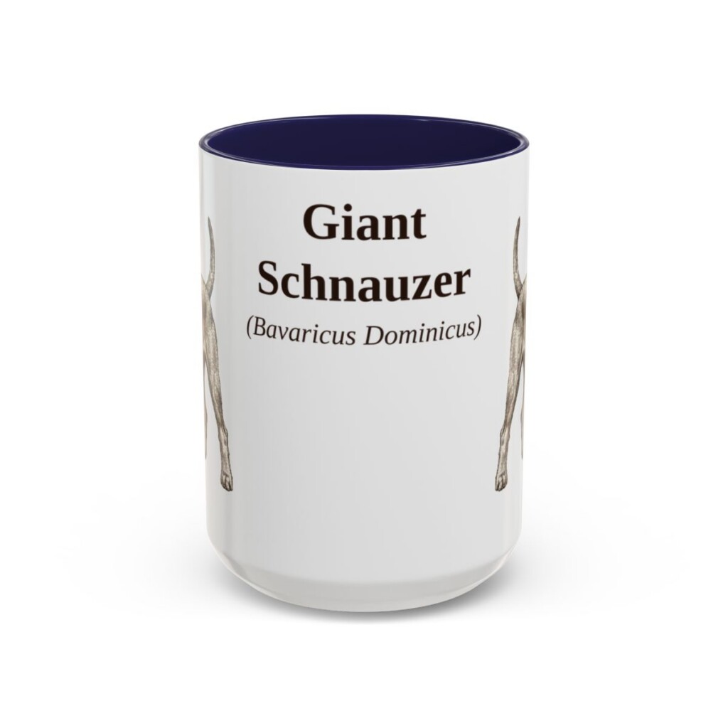 15oz Giant Schnauzer Latin Mug, Navy, front view