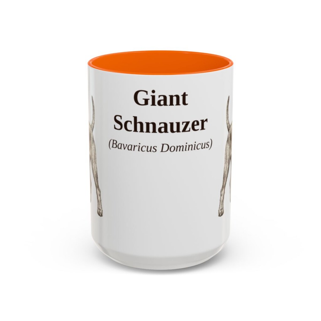 15oz Giant Schnauzer Latin Mug, Orange, front view