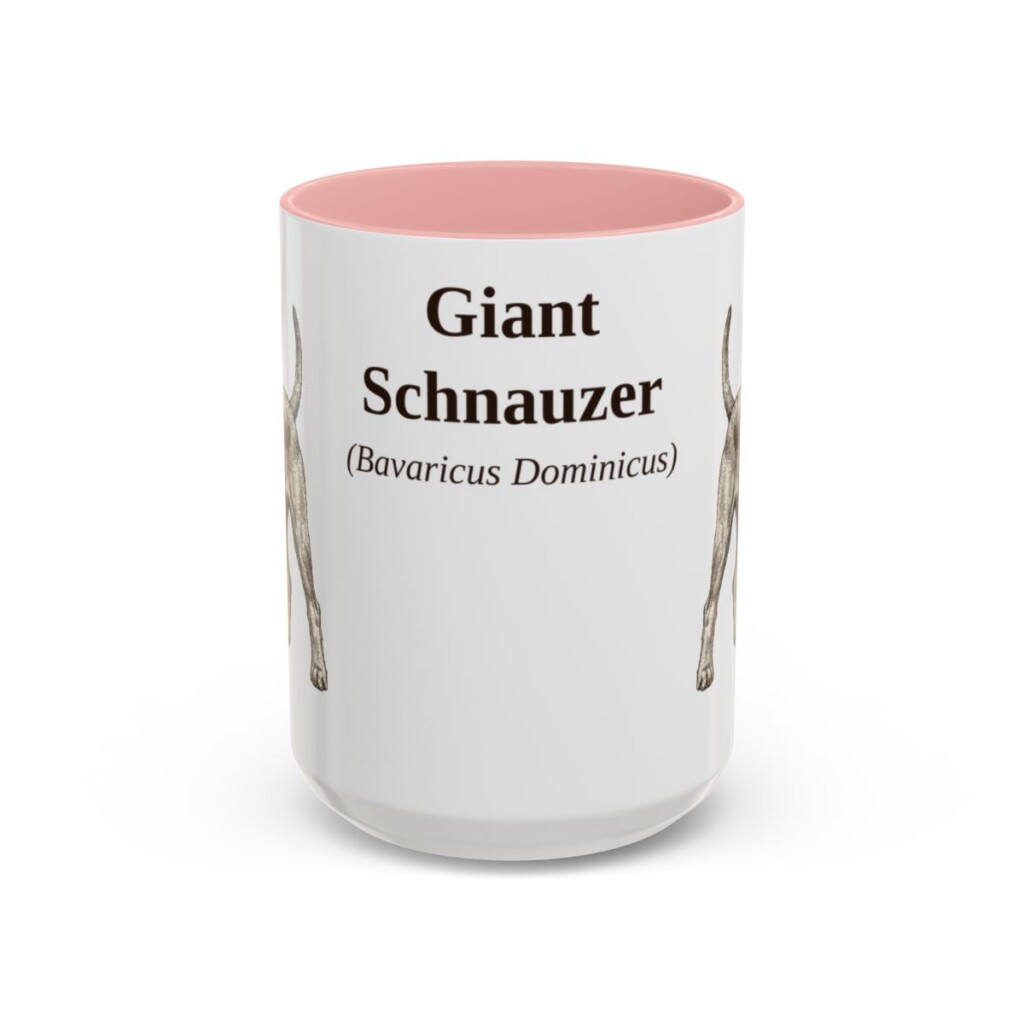 15oz Giant Schnauzer Latin Mug, Pink, front view