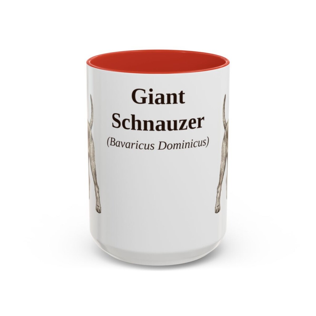 15oz Giant Schnauzer Latin Mug, Red, front view