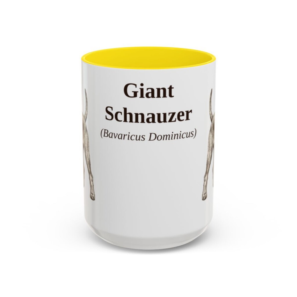 15oz Giant Schnauzer Latin Mug, Yellow, front view