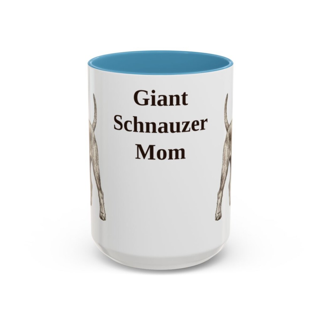 15oz Giant Schnauzer Dog Mom Mug, Light Blue, front view