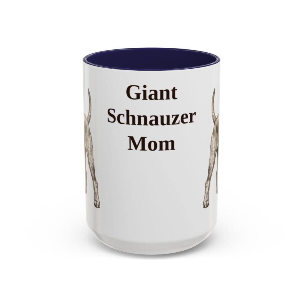 15oz Giant Schnauzer Dog Mom Mug, Navy, front view