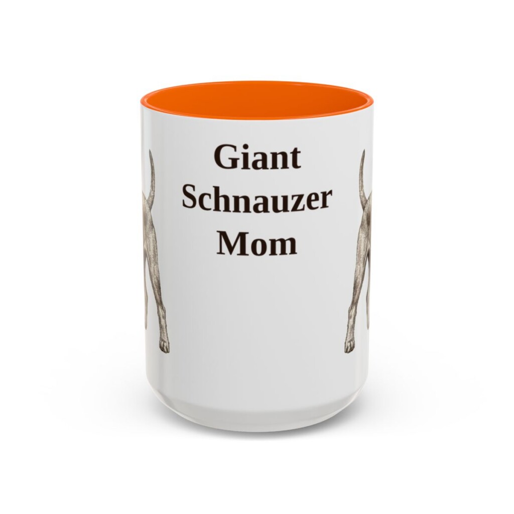 15oz Giant Schnauzer Dog Mom Mug, Orange, front view