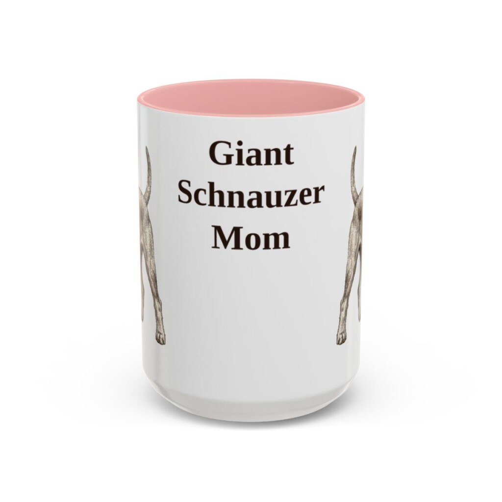 15oz Giant Schnauzer Dog Mom Mug, Pink, front view