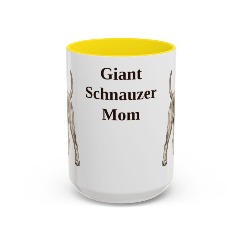 15oz Giant Schnauzer Dog Mom Mug, Yellow, front view