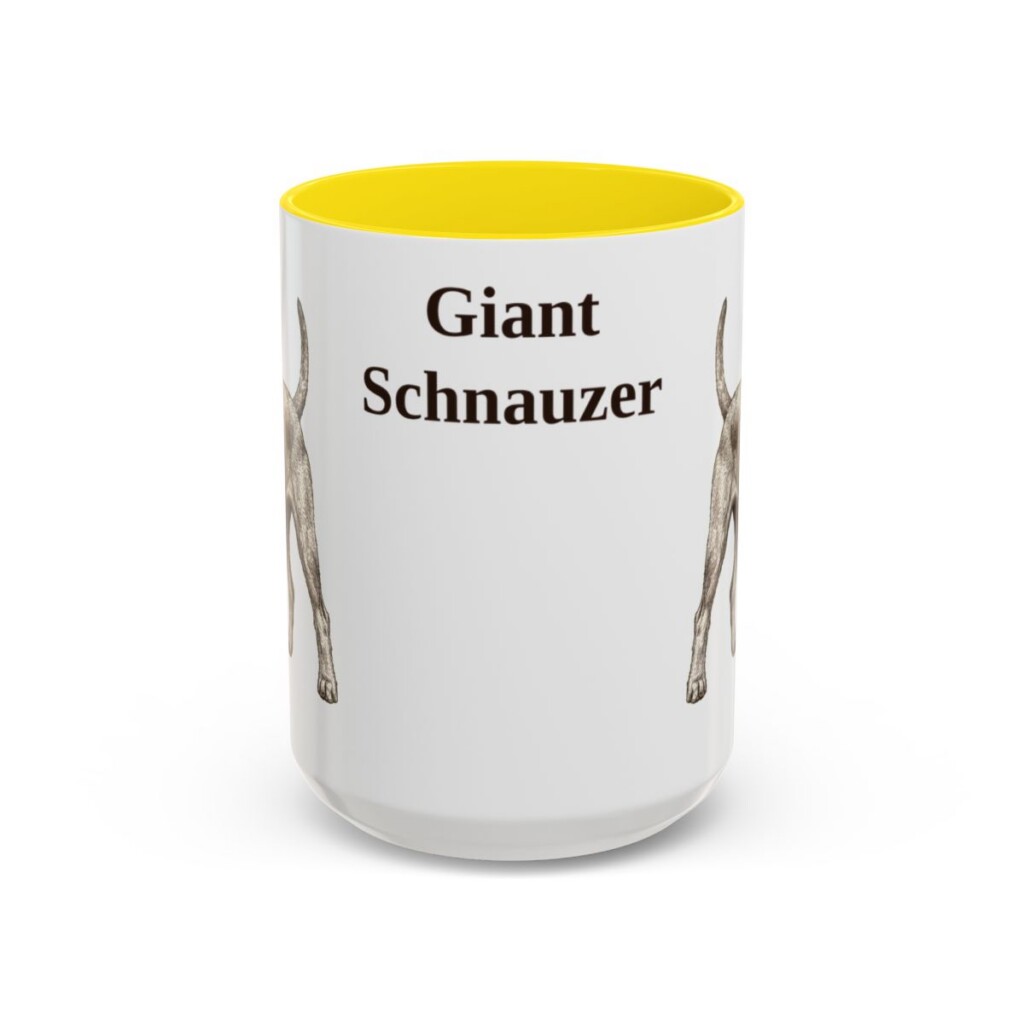 15oz Giant Schnauzer Mug, Yellow, front view