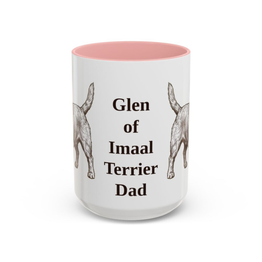 15oz Glen of Imaal Terrier Dog Dad Mug, Pink, front view