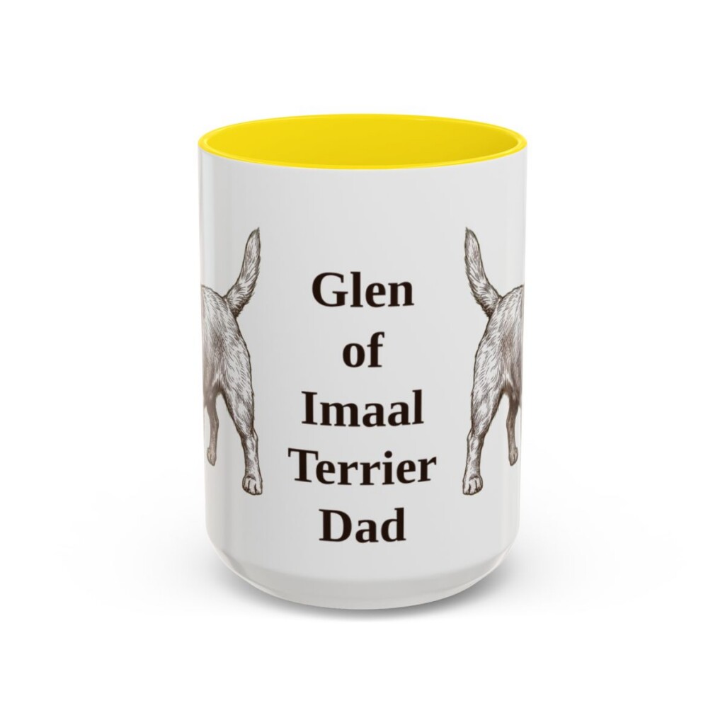 15oz Glen of Imaal Terrier Dog Dad Mug, Yellow, front view