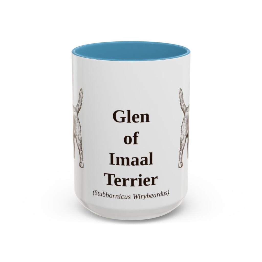 15oz Glen of Imaal Terrier Latin Mug, Light Blue, front view