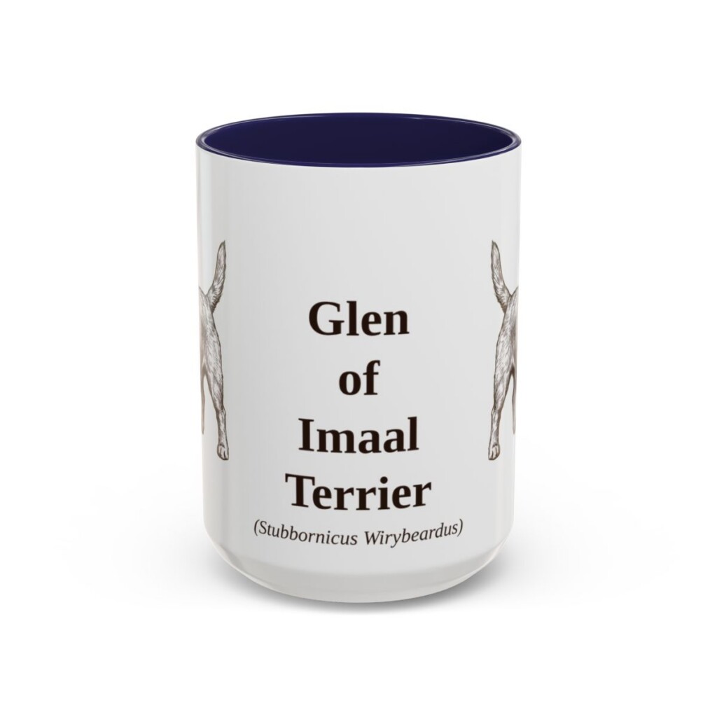 15oz Glen of Imaal Terrier Latin Mug, Navy, front view