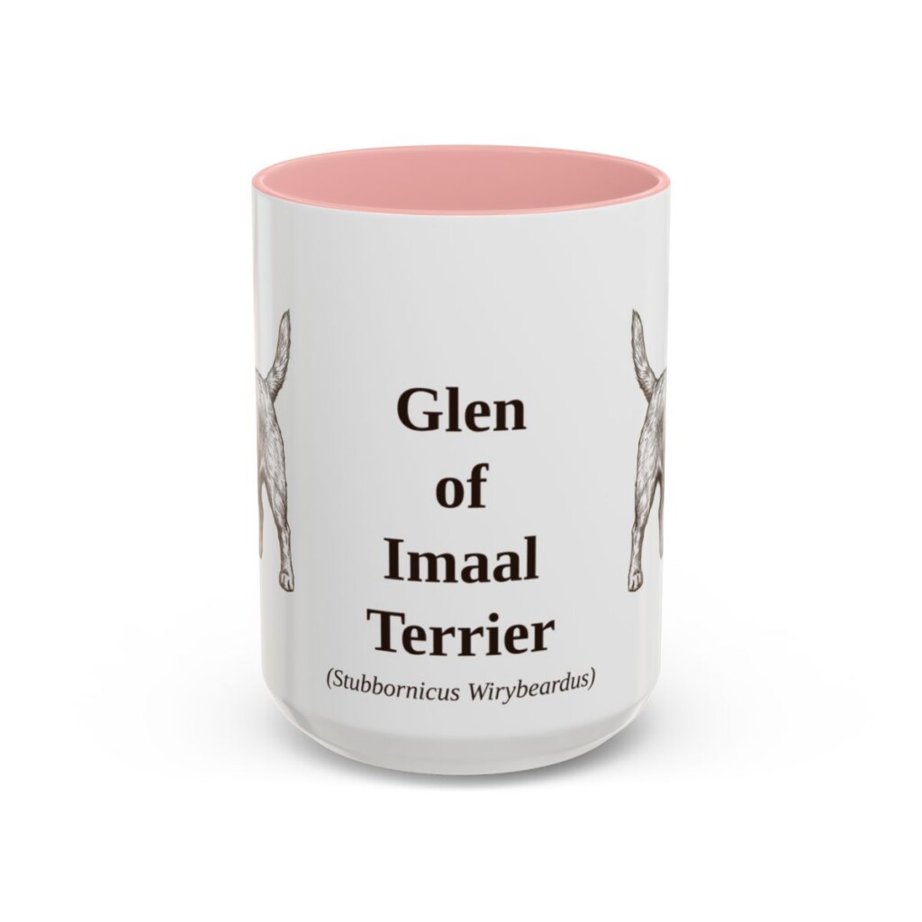 15oz Glen of Imaal Terrier Latin Mug, Pink, front view