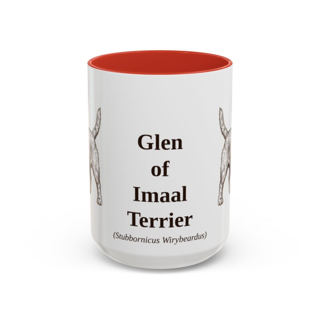 15oz Glen of Imaal Terrier Latin Mug, Red, front view